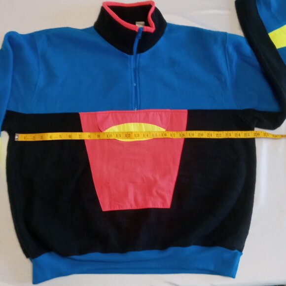 VTG 80'S Sun Sations sportswear color block neon colored polar fleece XL - Picture 3 of 7